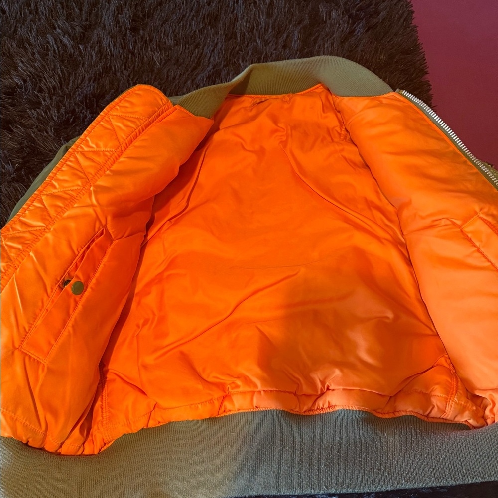 Reversible Orange and Olive Bomber Jacket
